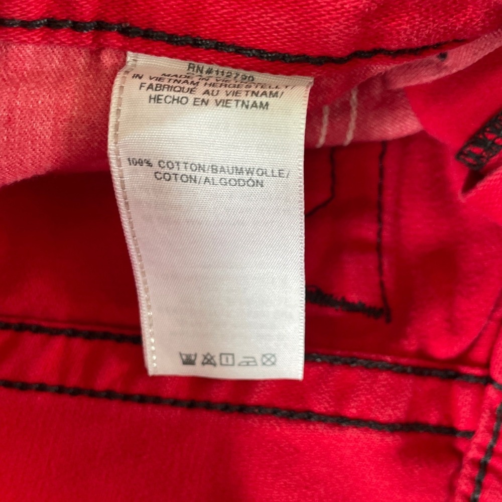True Religion Y2K Moto Jeans Mens Size 32 Red Bikercore McBling Streetwear - Picture 9 of 13